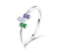 Rectangle CZ Stone Silver Ring NSR-3942